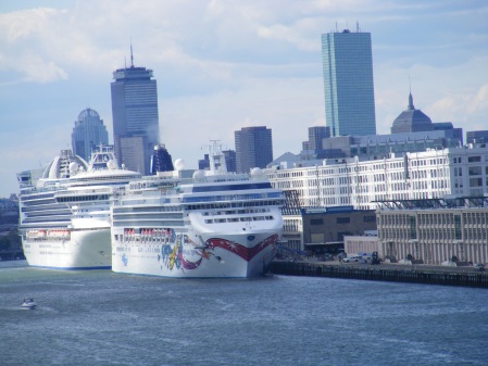 When we entered Boston Harbor two other cruise ships were already there. 